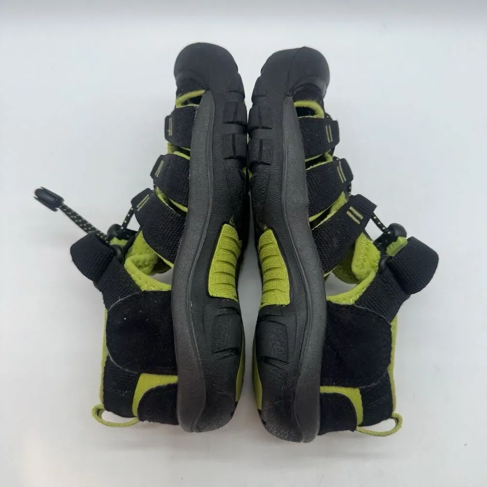 Keen Newport H2 Sport Sandals Kids 13 Black Lime Green Waterproof Lace Lock Shoe